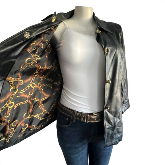 Dennis Basso Black Faux Leather Jacket - XL - Picture 2 of 6